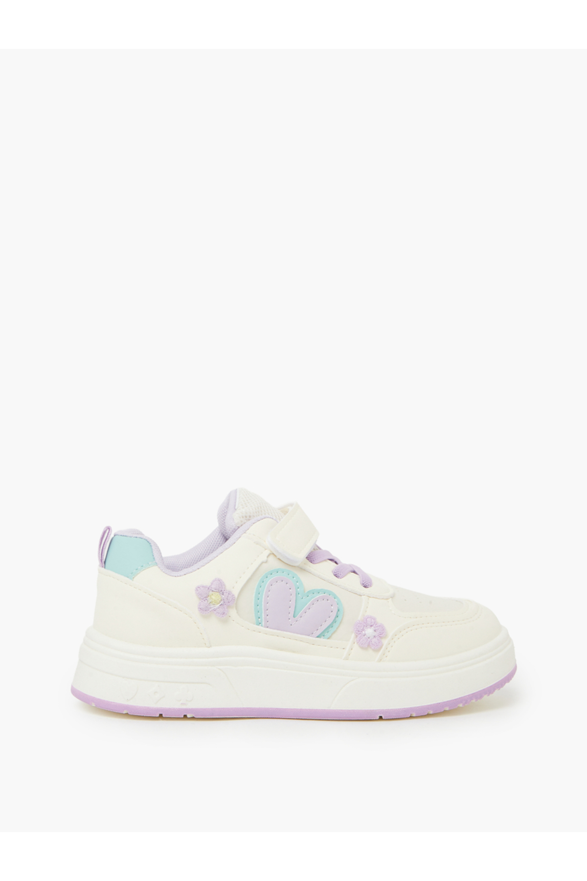 Styli Teen Girls Heart Flower Applique Sneakers