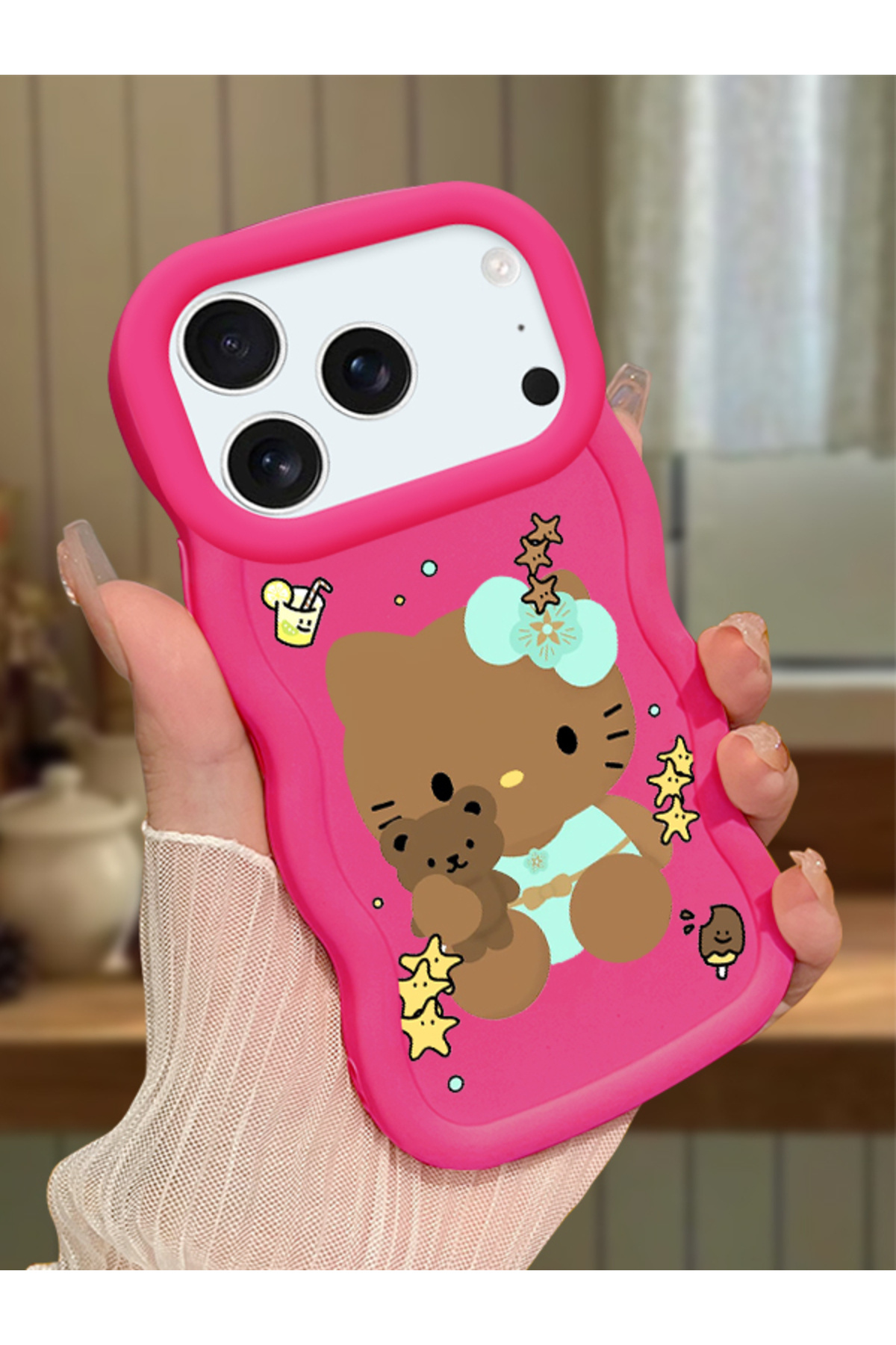 iPhone 17 Pro Max Compatible Case Camera Protector Red Silicone Couple Phone Case Kitty Pattern