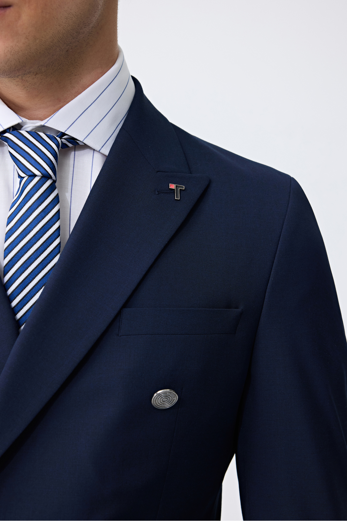 Slim Fit Lacivert Kruvaze Takim Elbise — سرمه‌ای 6TF05KV11580M — تصویر 8 از 8