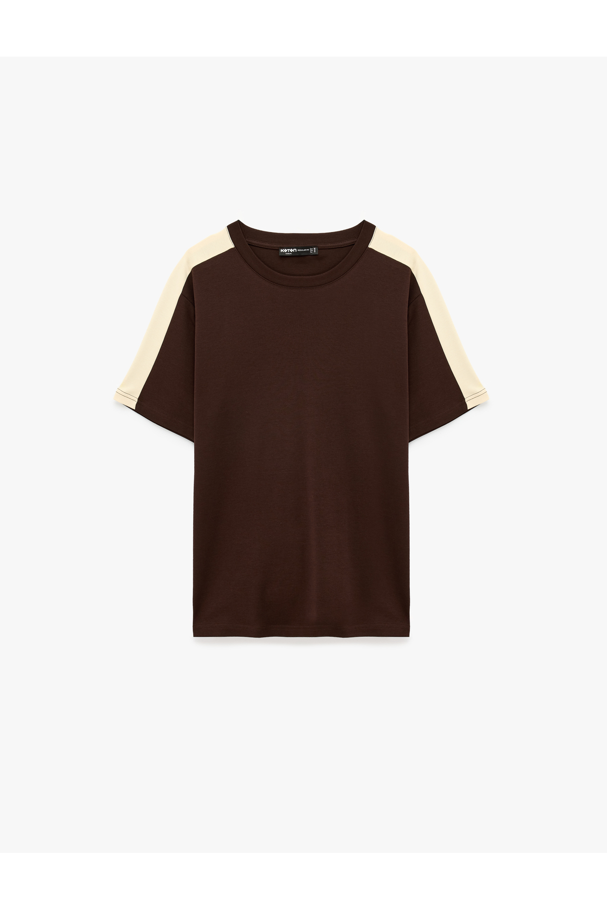 Koton Cotton Regular Fit Color Block Short Sleeve Crew Neck T-Shirt