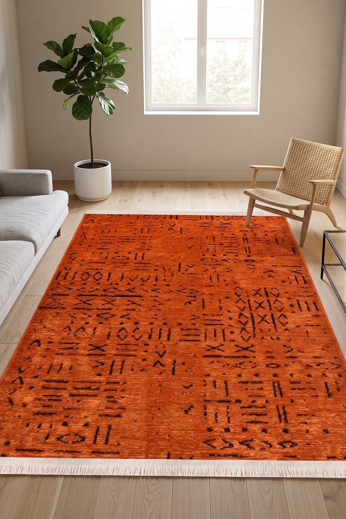Vera Tile Anti-Slip Base Geometric Cotton Washable Living Room Kitchen Living Room Modern Rug