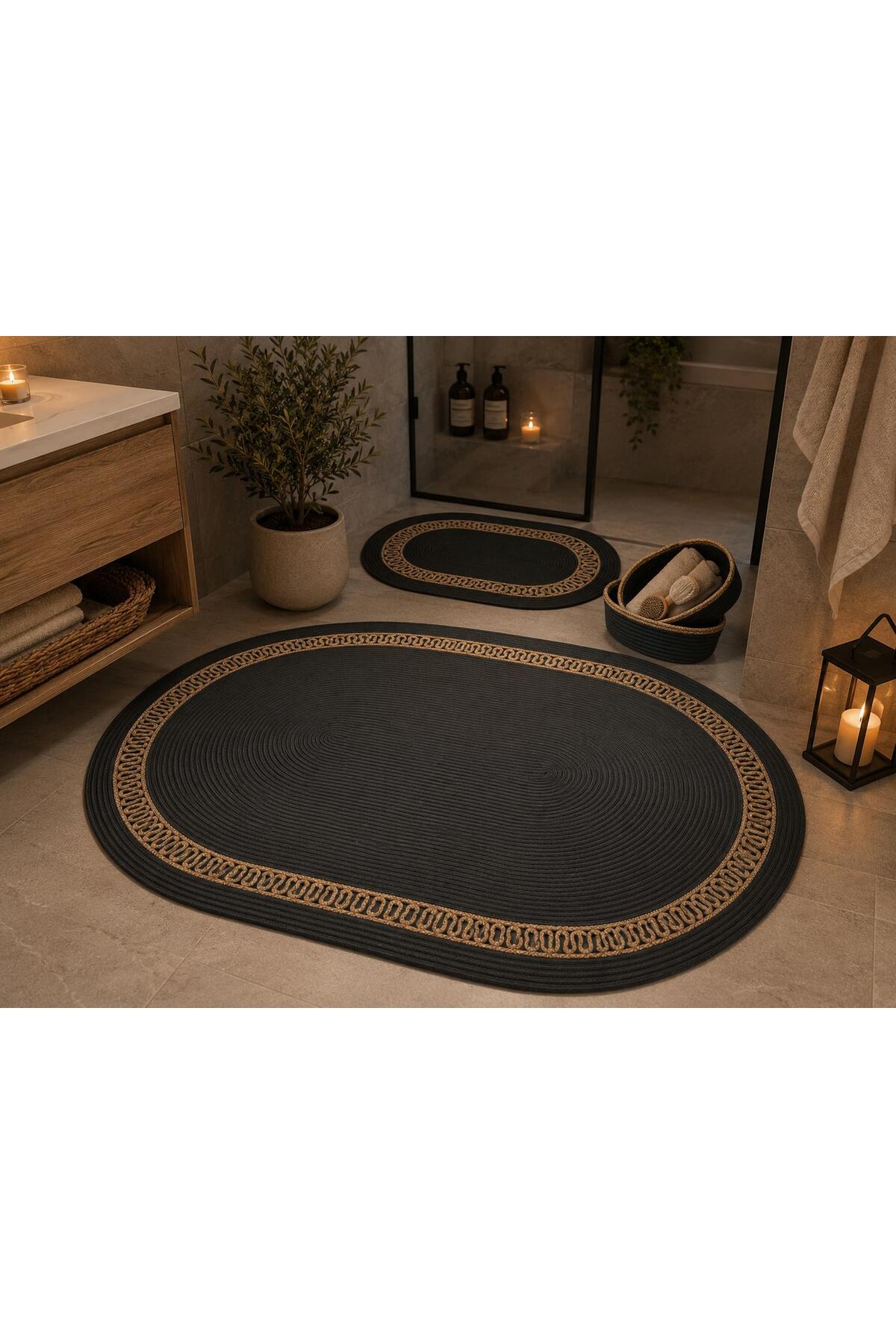 Anthracite Wicker Large Size4 Bathroom Set ,Bath Mop Set,Bath Basket ,Mop, Basket Set