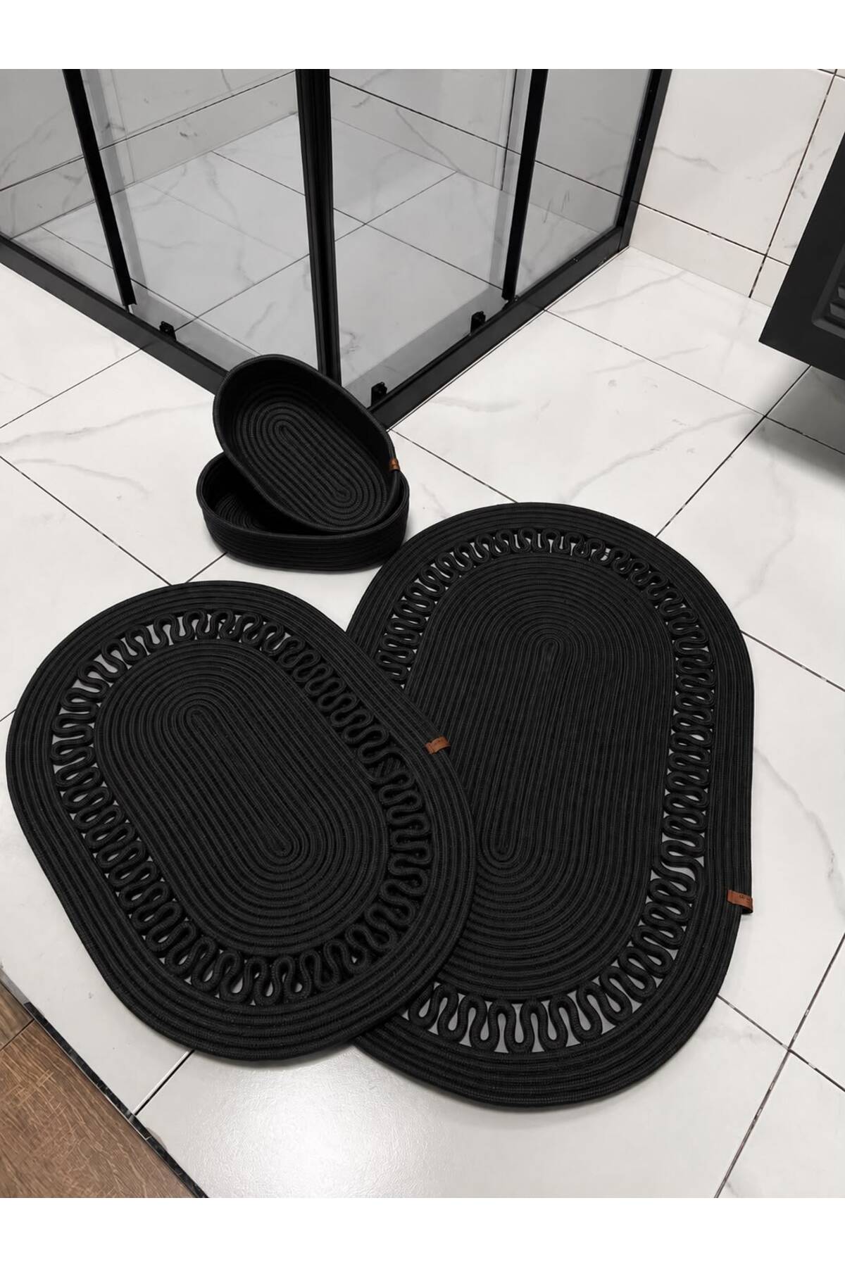 Black Jute , Wicker ,Bathroom Mop Set, Bathroom Basket Set ,Mop Set, Bathroom