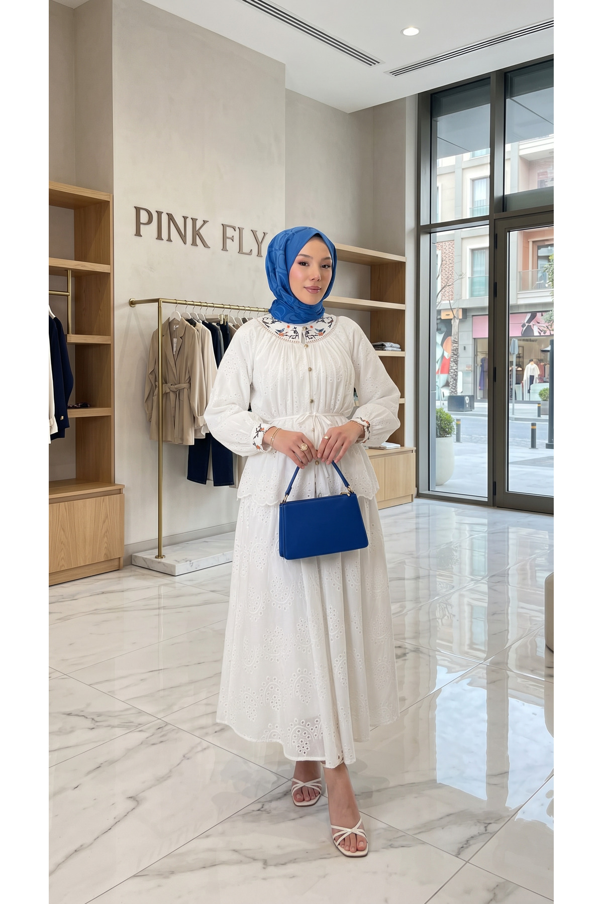 PİNK FLY Floral Embroidered Belt Detailed Brode Fisto Double Set