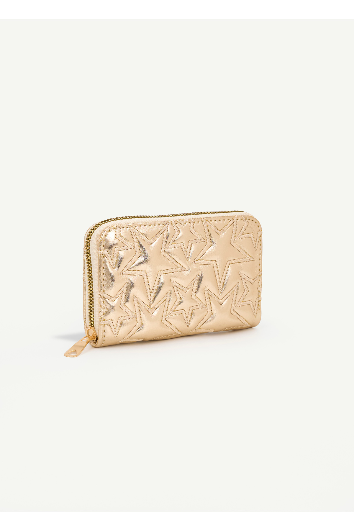 SHAKA Gold SHK336 Yıldız Kabartmalı Fermuarlı Çok Bölmeli Kartlıklı Kadın Cüzdanı görsel 4