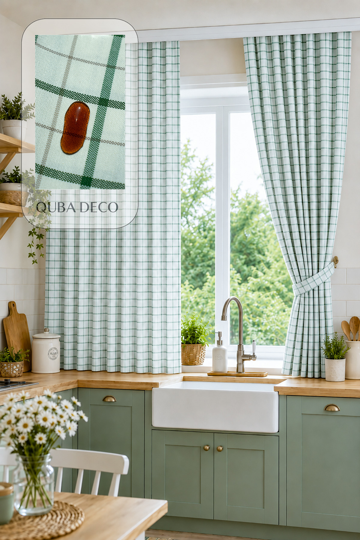 Premium Pötikare Patterned Iron-On Water Repellent Durable Background Curtain Living Room Kitchen Bedroom