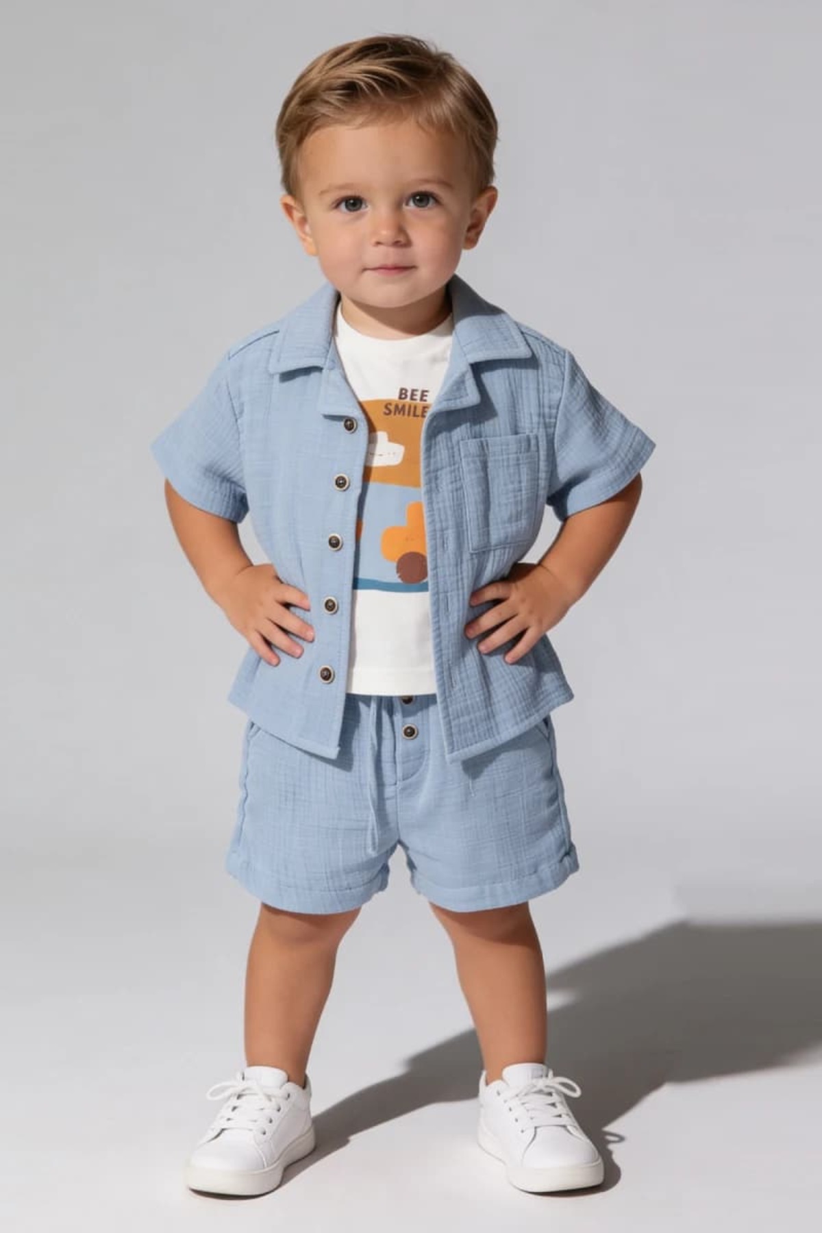 Valia Baby "Bee Smile" Baby Boy Muslin 3-Piece Set