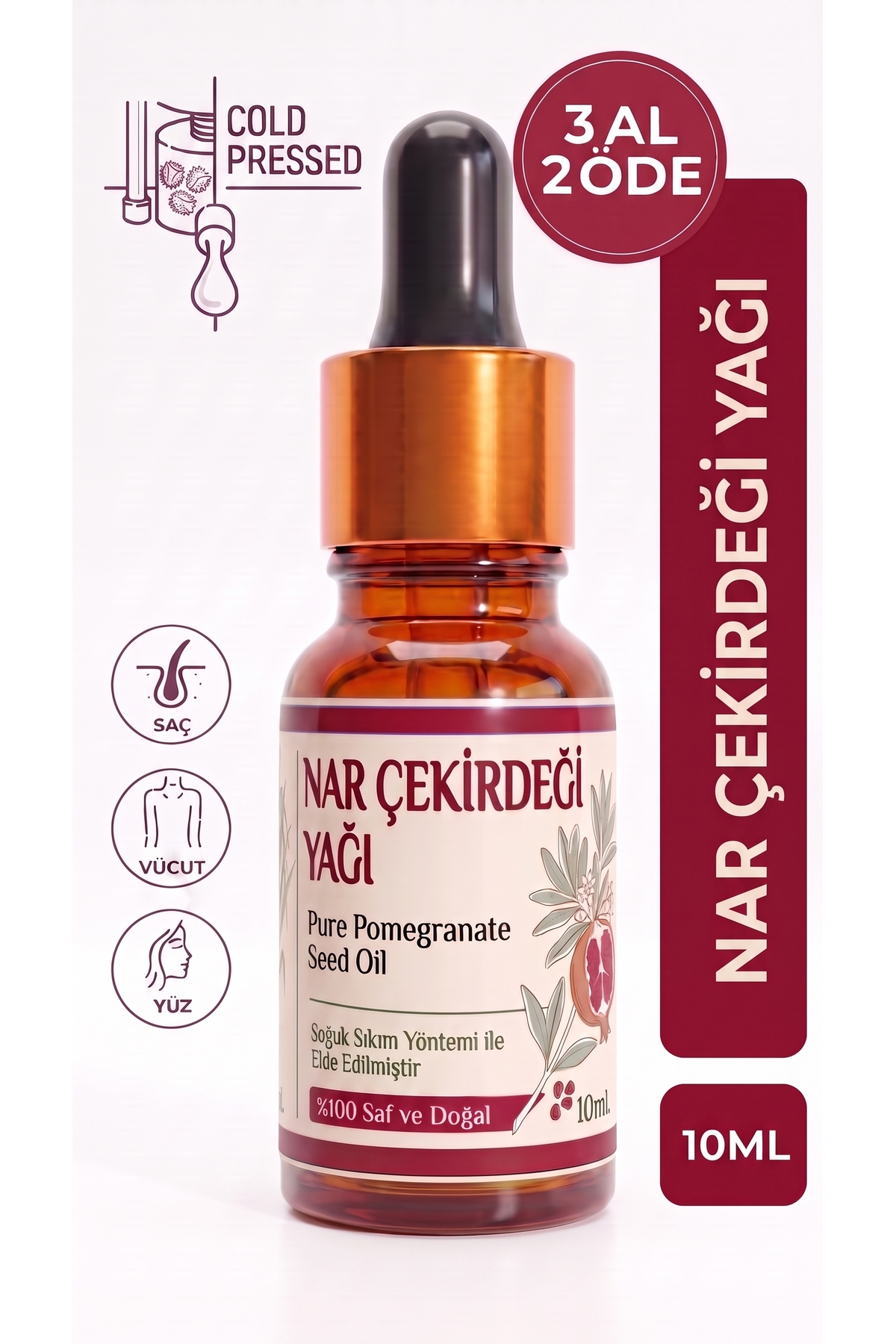 aktarloji Nar Çekirdeği Yağı 10 ml / Soğuk Sıkım / %100 Saf Ve Doğal / Pomegranate Seed Oil — A1-Nar-Çekirdeği-yag-10