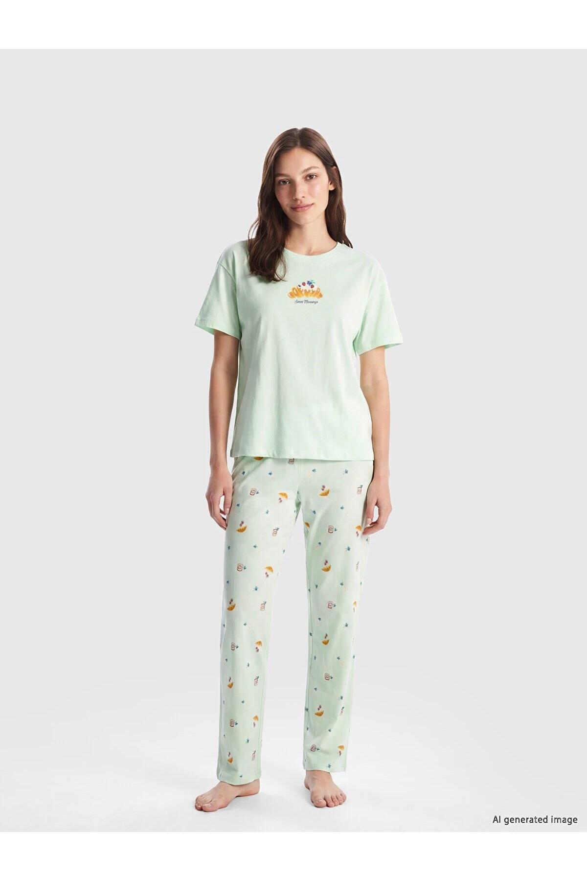 LC Waikiki Crew Neck Printed Women's Pajama Set (S6)