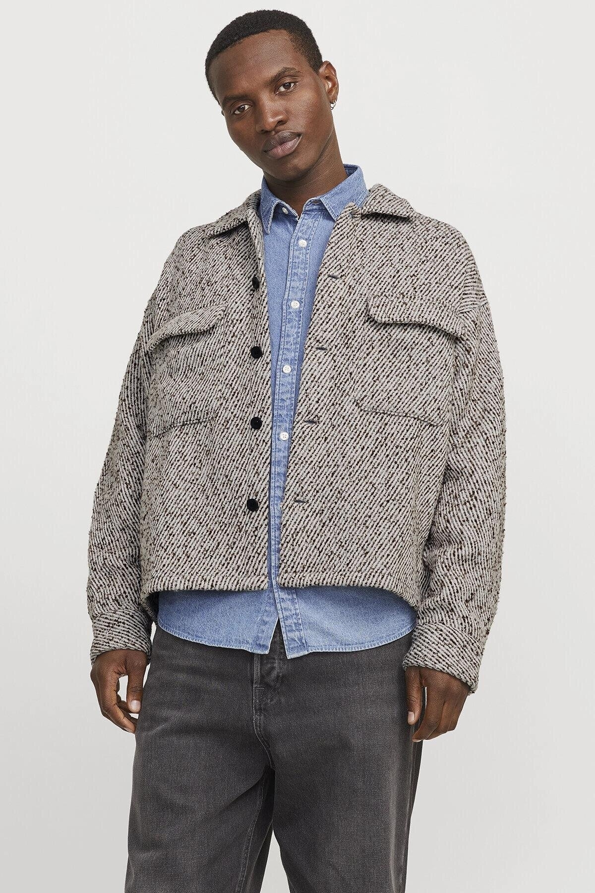 پیراهن نخی زمستانی مدل LS STYD AW24 جک اند جونز کت Jack & Jones