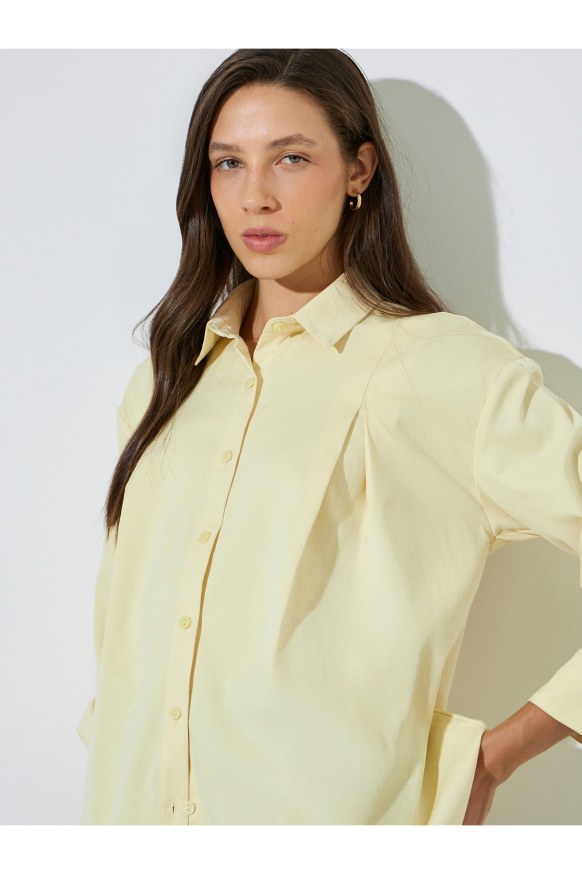 Styli Yellow Longline Long Sleeve Shirt