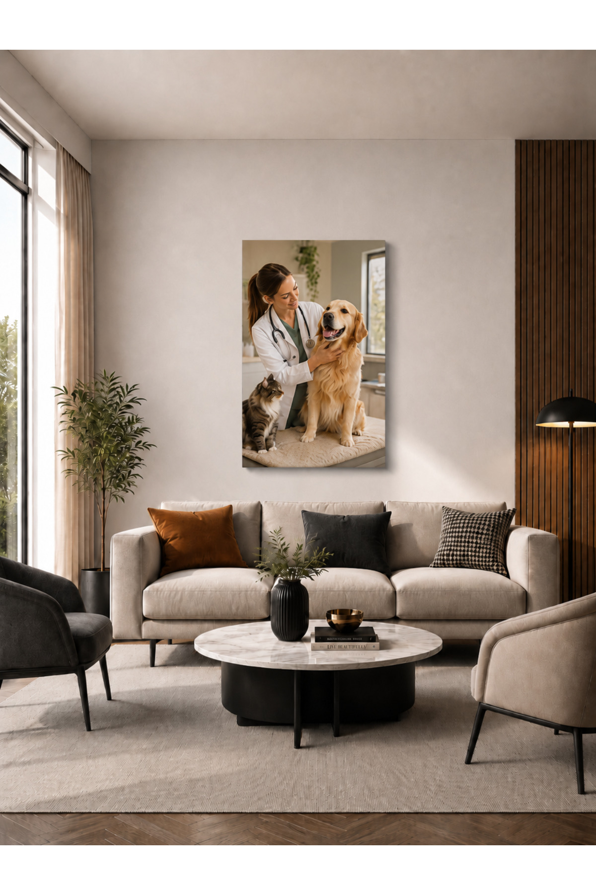 MDF Tablo Veteriner Hekim, Kedi ve Köpek – Hayvan Sağlığı Temalı Ev ve Ofis Duvar Dekorasyonu