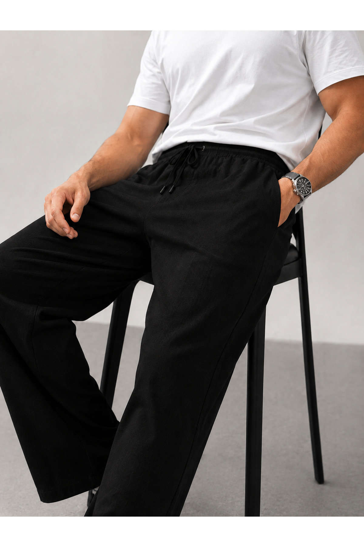 WE&ME Erkek Keten Pantolon Baggy Kalıp Lastikli Belli Bağcıklı Yazlık Günlük Rahat Pantolon görsel 6