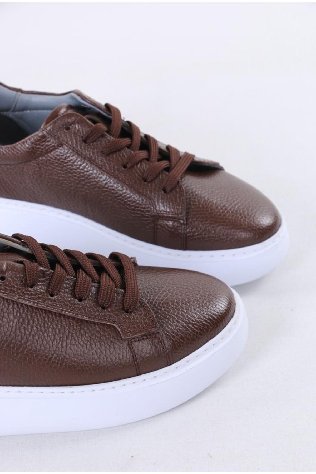 TROVIX Premium Kahverengi Erkek Sneaker, %100 Hakiki Deri, Beyaz EVA Taban görsel 6