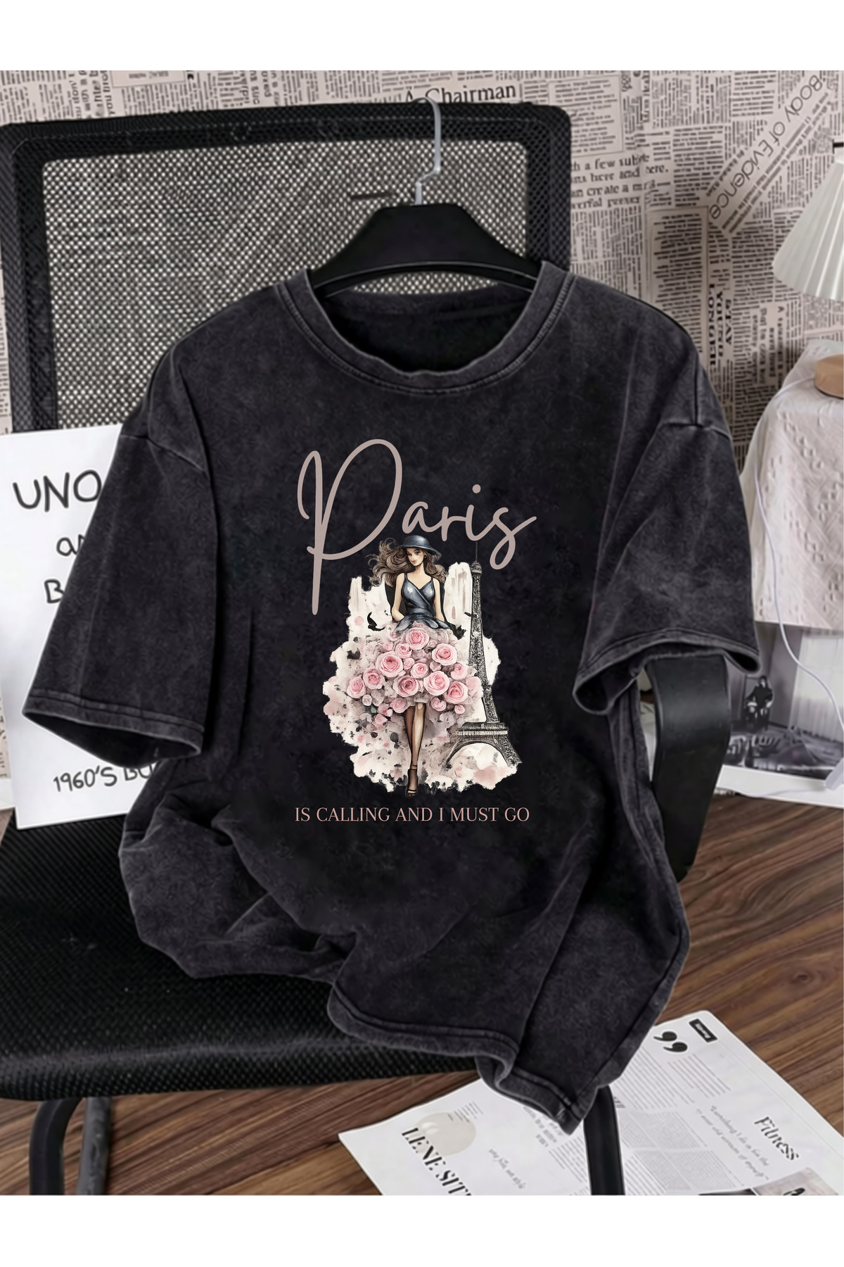 Pink Sky Unisex Oversize Vintage Washed Street Style Street Fashion Cotton Comfortable Fit T-Shirt