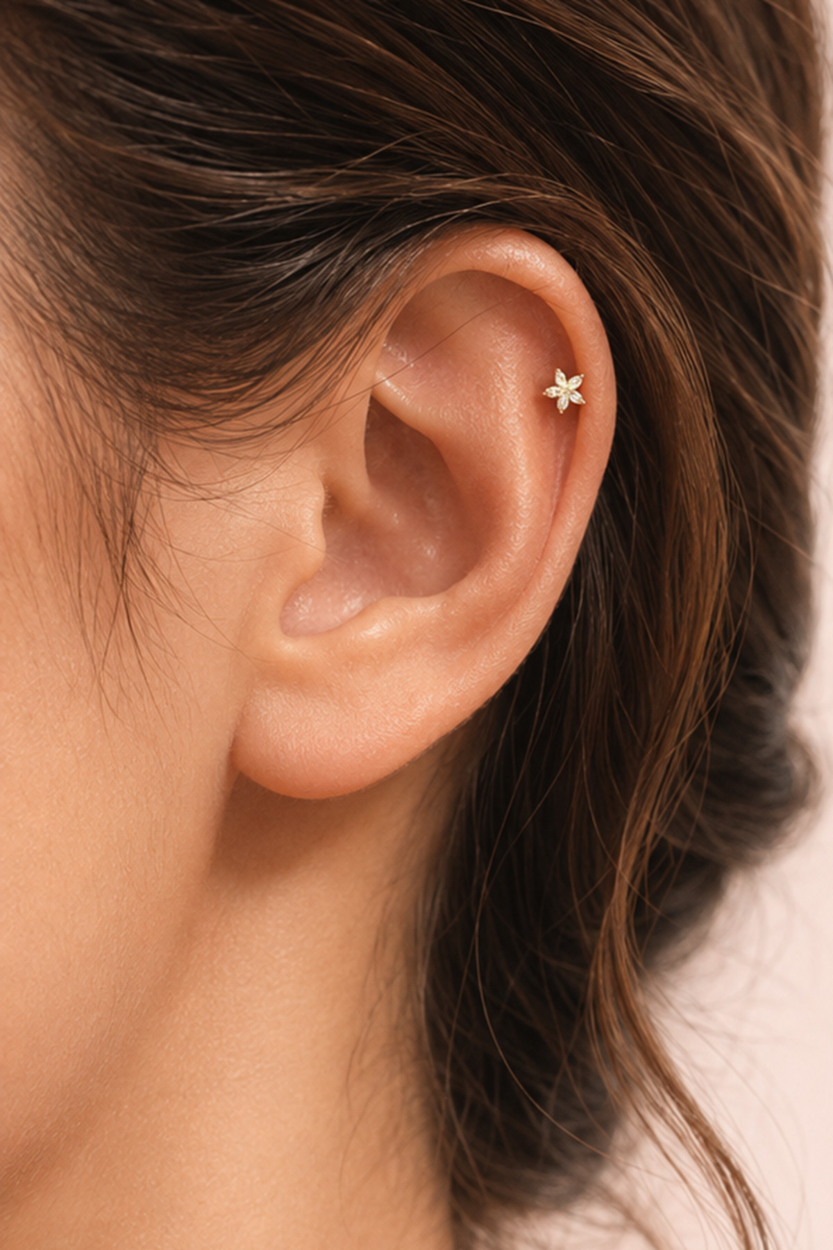moonzy - minimalist & cozy 316L Çelik Yıldız Taşlı Labret Piercing 6 mm, Zirkon Tektaş Helix Tragus Küpe görsel 4