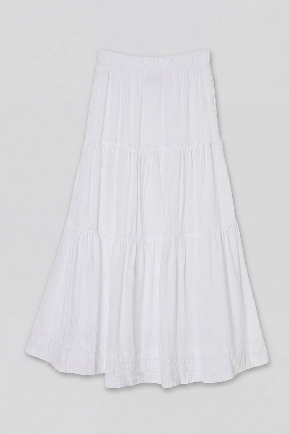 Drop by Trendyolmilla Beyaz Pamuklu Beli Lastikli Parçalı Astarlı Etek TDRSS26ET00066
