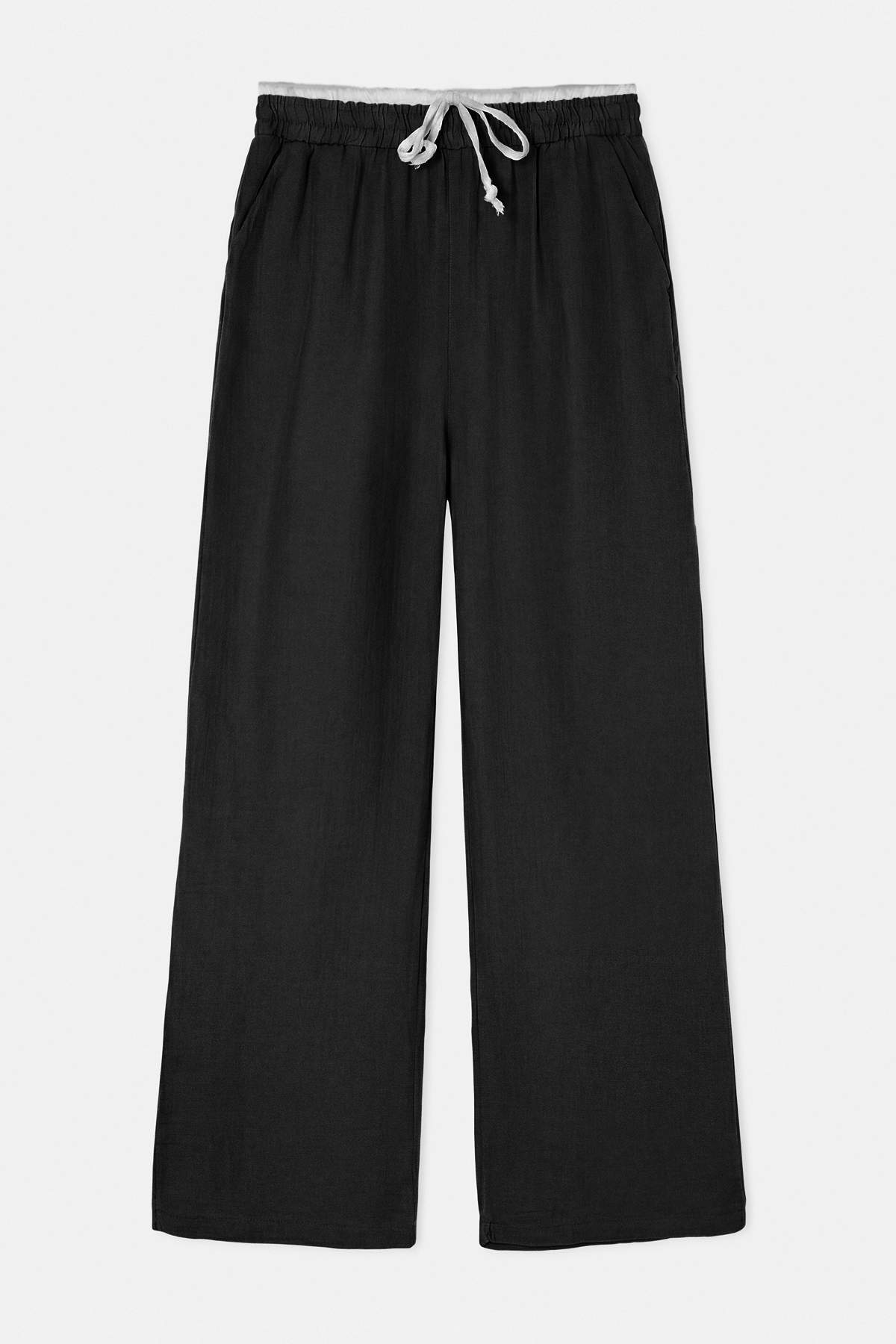Drop by Trendyolmilla Siyah Beli Latikli Ayarlı Cepli Muslin Pantolon TDRSS26PL00049