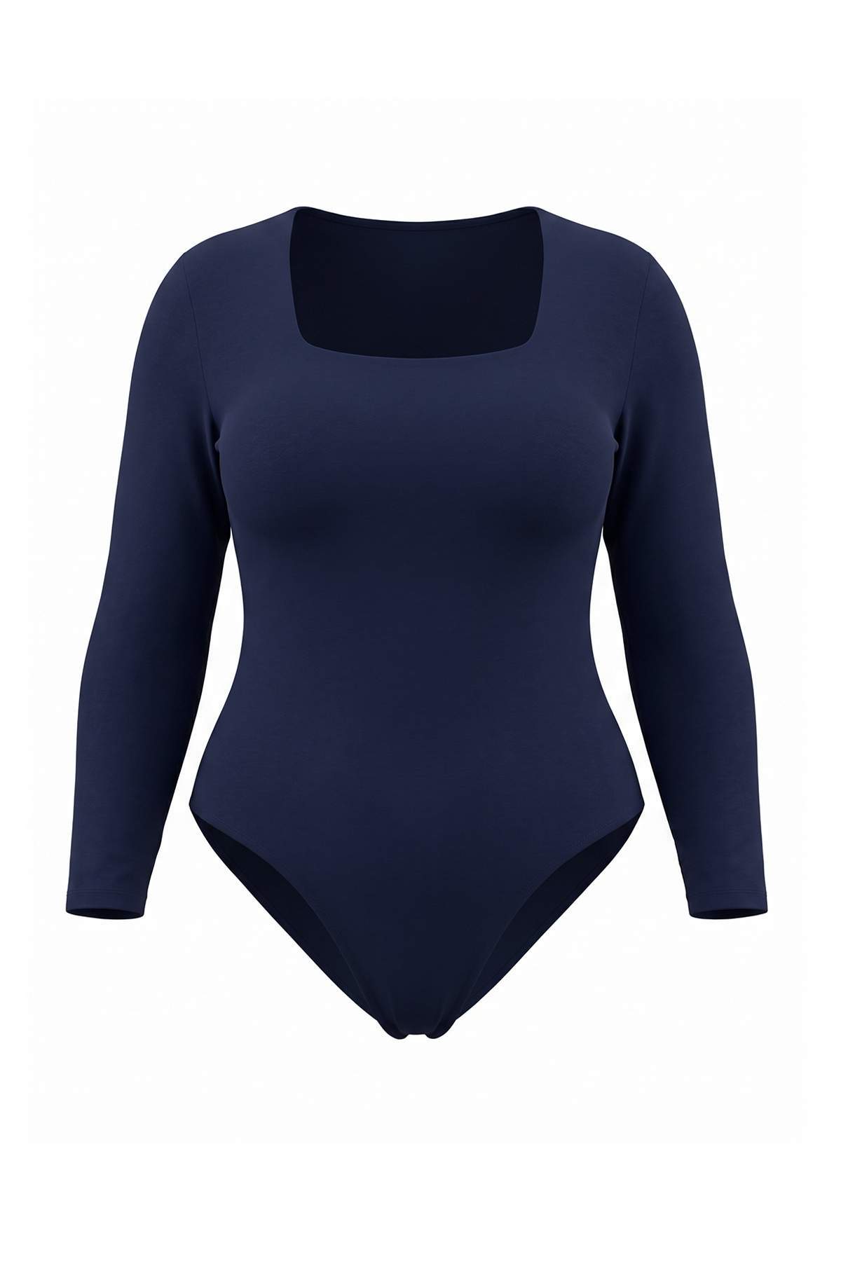 Trendyolmilla Curve Lacivert Fitted/Vücuda OturaKare Yaka Alttan Çıtçıtlı Örme Body TBBAW27CS00018