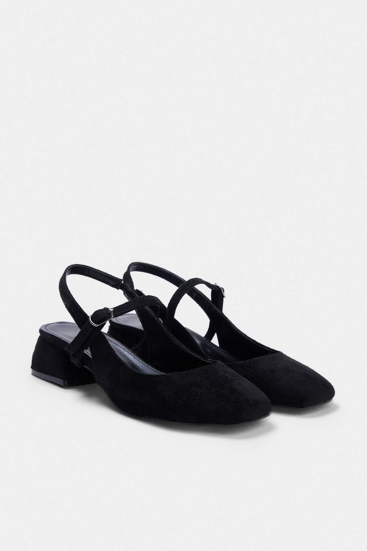 Trendyol Shoes Black Suede Mary Jane Women's 4 cm Balanced Block Heeled Sandals Takss25To00075