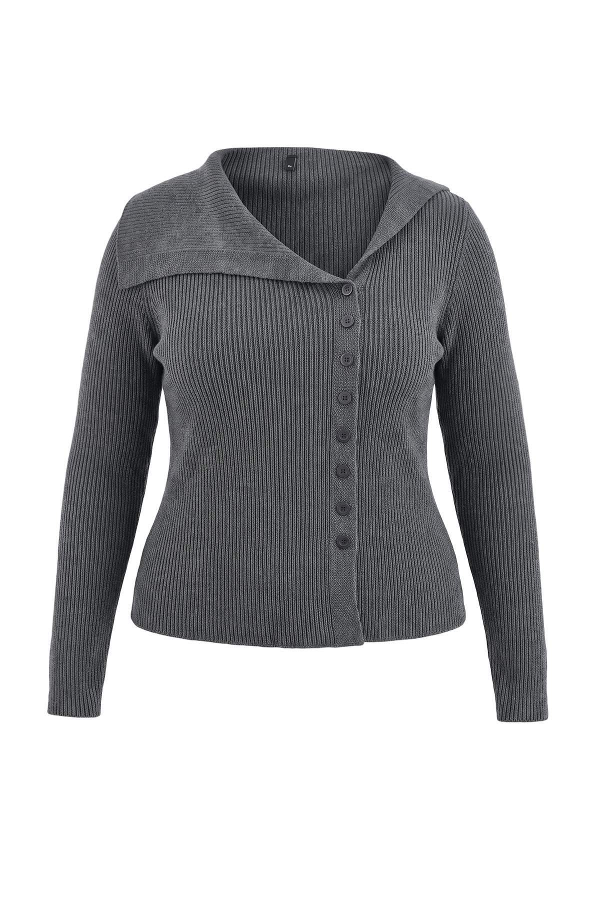 Trendyolmilla Curve Antrasit Merserize Görünümlü Özel İplik Fitted Triko Hırka TBBAW27AV00003