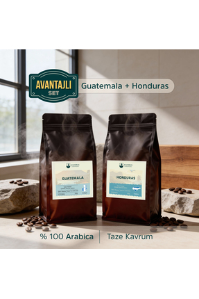 Kahveras Coffee Roastery Kahve Seti 2'li - Guatemala Honduras Çekirdek-Filtre...