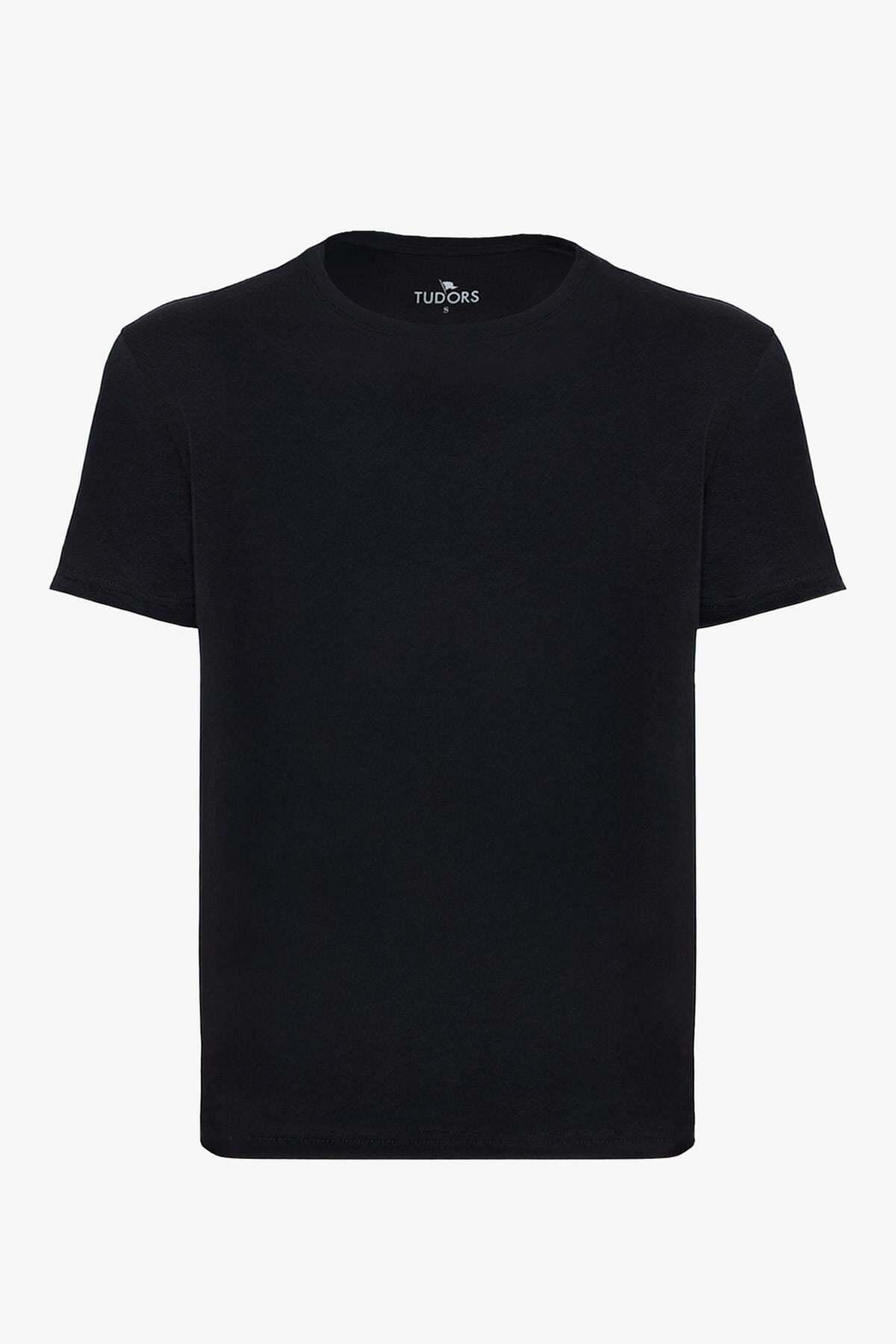 Tudors Unisex Slim Fit Slim Fit 100% Cotton Soft-Textured Black Crew Neck T-Shirt