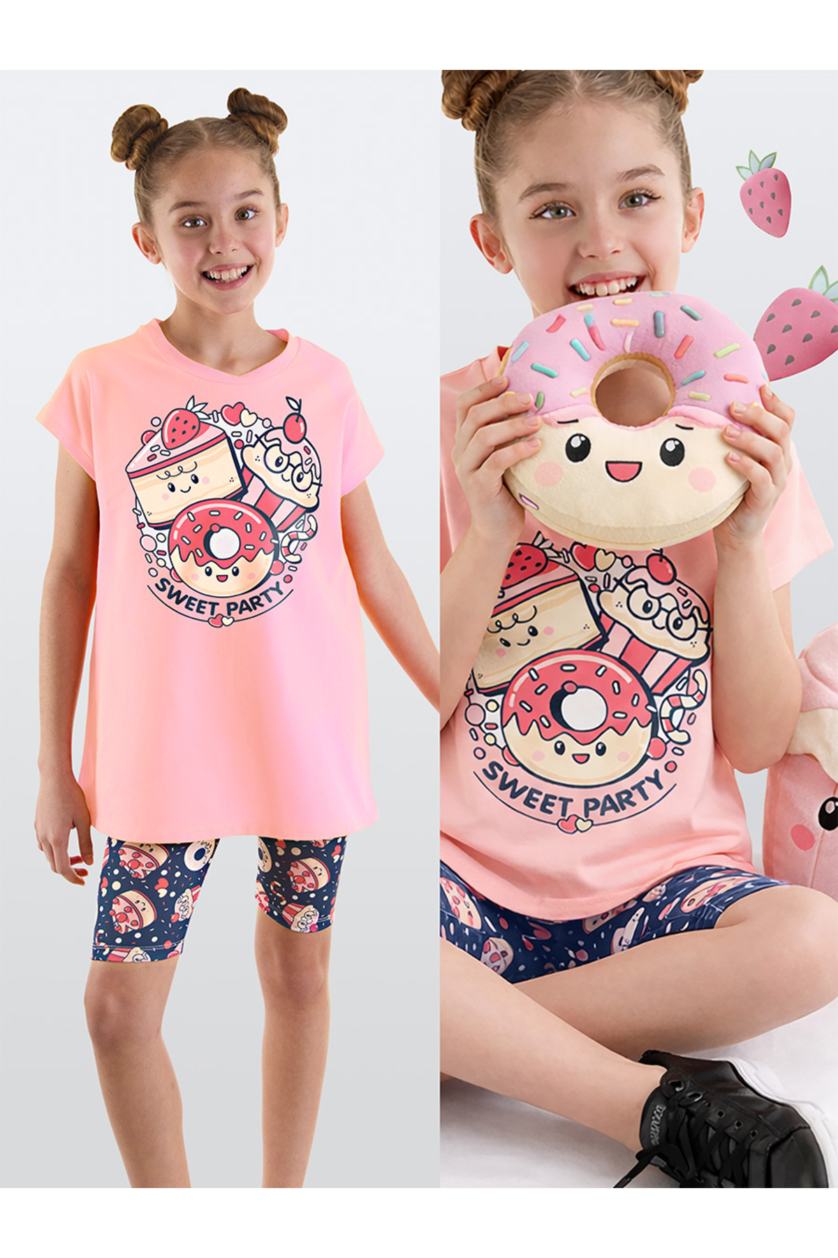 Sweet Party Girls Summer Tunic T-shirt Leggings Set