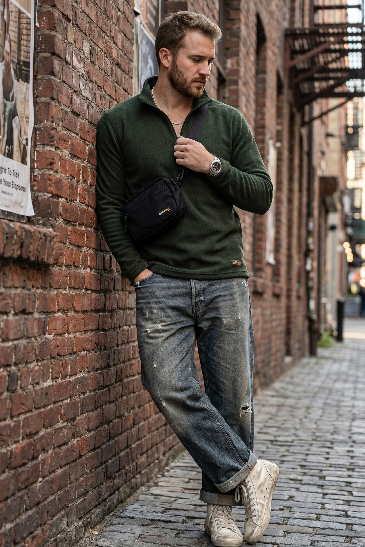 TABAN Yarım Fermuarlı Polar Sweatshırt — خاکی DNS — تصویر 4 از 8
