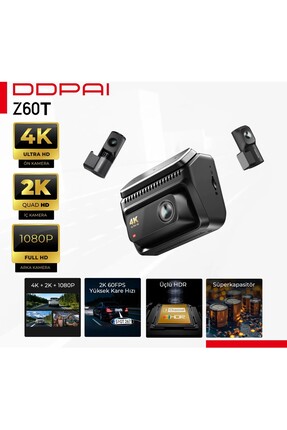 DDPAI Z60T Araç Kamerası 4K+2K+1080p 4G GPS Gece Görüş Park Modu WiFi Dashcam