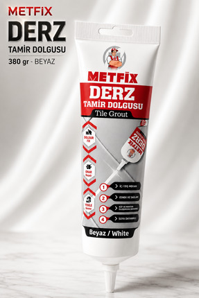 METFİX Hazır Derz Arası Tamir Dolgusu 380 Gr Beyaz – Suya Dayanıklı Fayans Se...