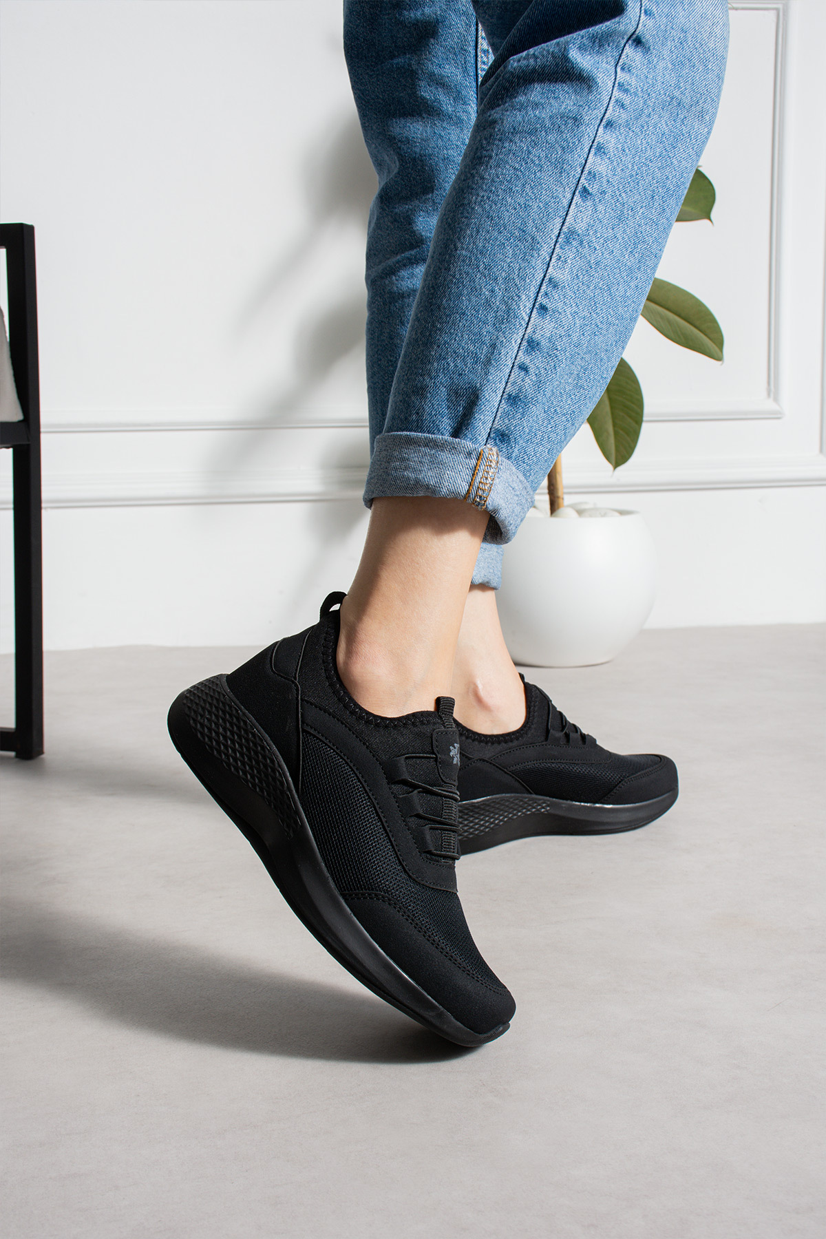 ROCKET Unisex 04 Siyah Sneaker Günlük Hafif Taban Nefes Alabilen Lastik Bağcıklı Spor ayakkabı görsel 3