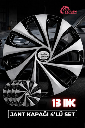 YONGA OTO AKSESUAR Renault 13 INC kırılmaz jant kapağı 4 Adet ,amblem ve 8 ad...