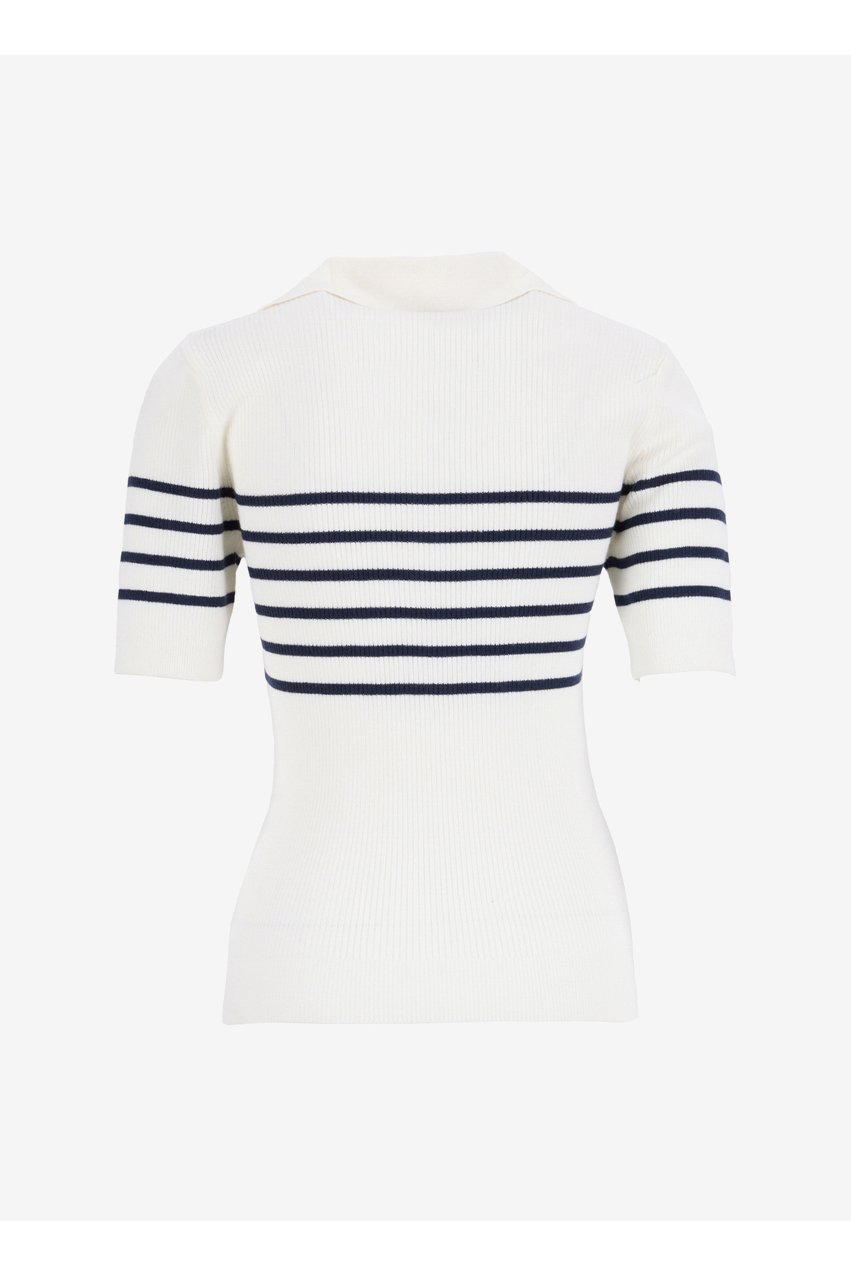 Fabrika Ekru - Lacivert Kadın Çizgili Slim Fit Triko Kazak F6SL-KZK0500 görsel 7