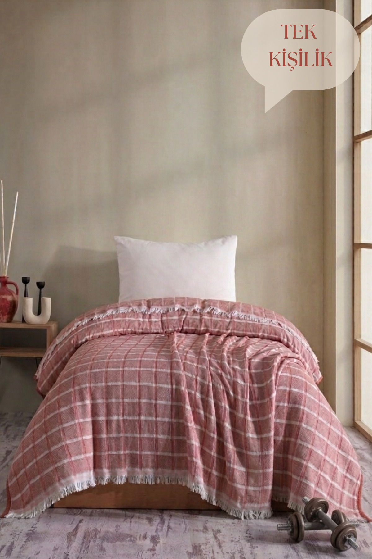 Red Muslin 4-Layer Bedspread Quilting Single Cotton Quilting 170x206