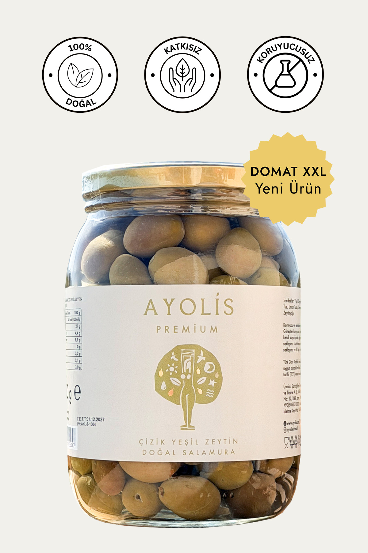 Ayolis Premium Gurme Domat Çizik Yeşil Zeytin XXL 950 g - Fiyatı