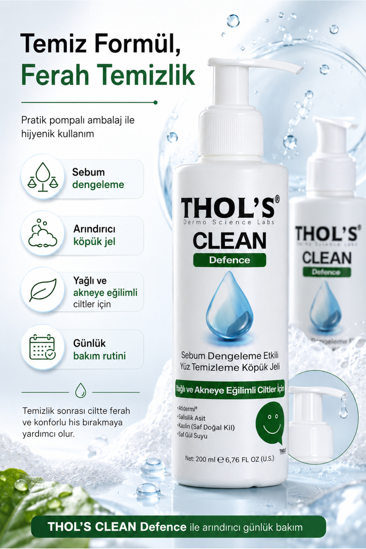 TB4 Karşıtı ve Sebum Dengeleyici Yüz Temizleme Jeli - Salisilik Asit & Kaolin Kil 200 ml — TYCHH52UZN172607092522473 — تصویر 5 از 6