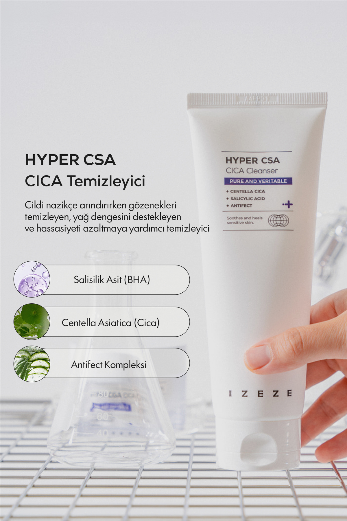 Hyper CSA Cica Temizleyici, 150ml | Centella Cica ve Salisilik Asit Temizleyici Yüz Köpüğü — IZEZE-011 — تصویر 4 از 6