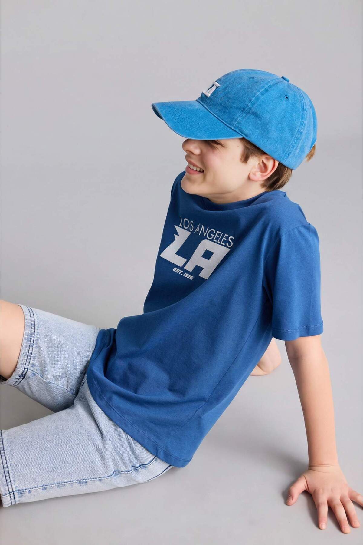 Defacto 100% Cotton New Regular Fit Crew Neck Printed Short Sleeve T-Shirt for Boys H4336A826Hs