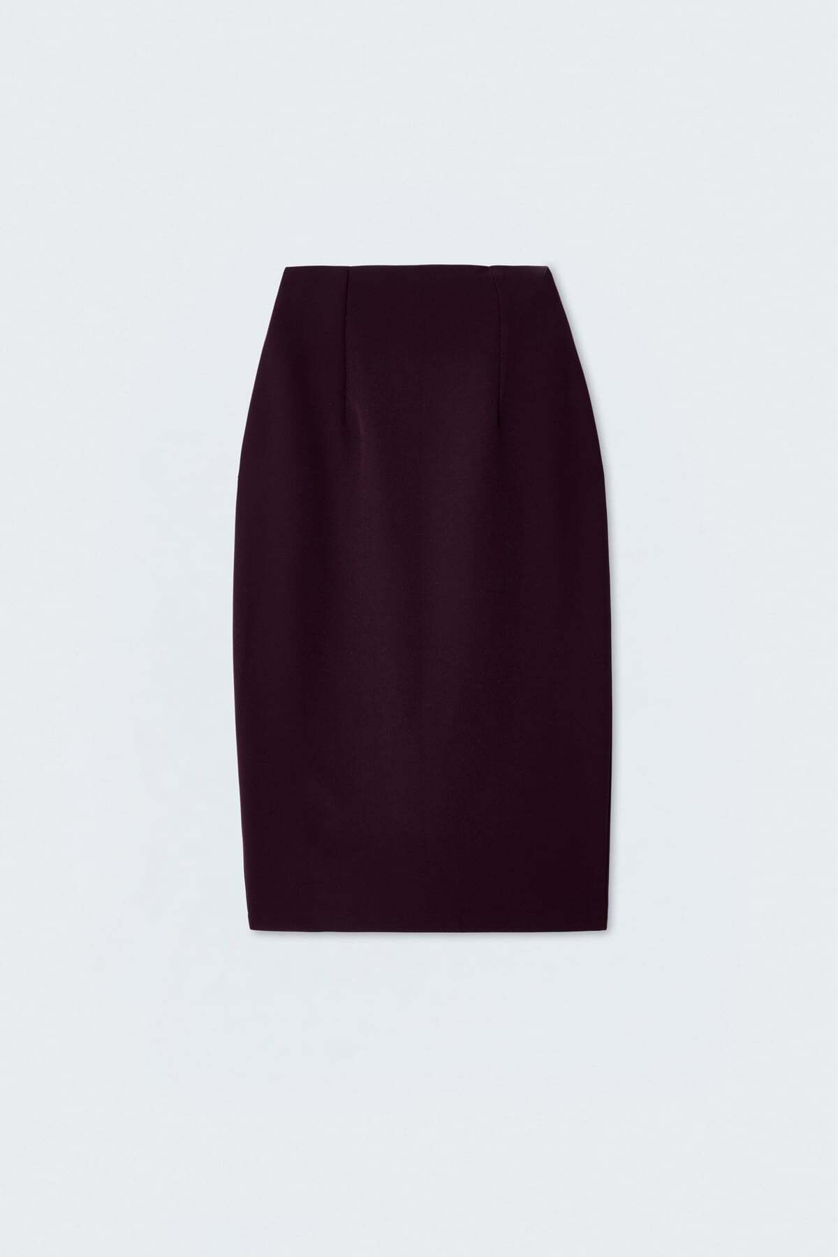 Sateen Düz Kalem Etek - Mürdüm görsel 6