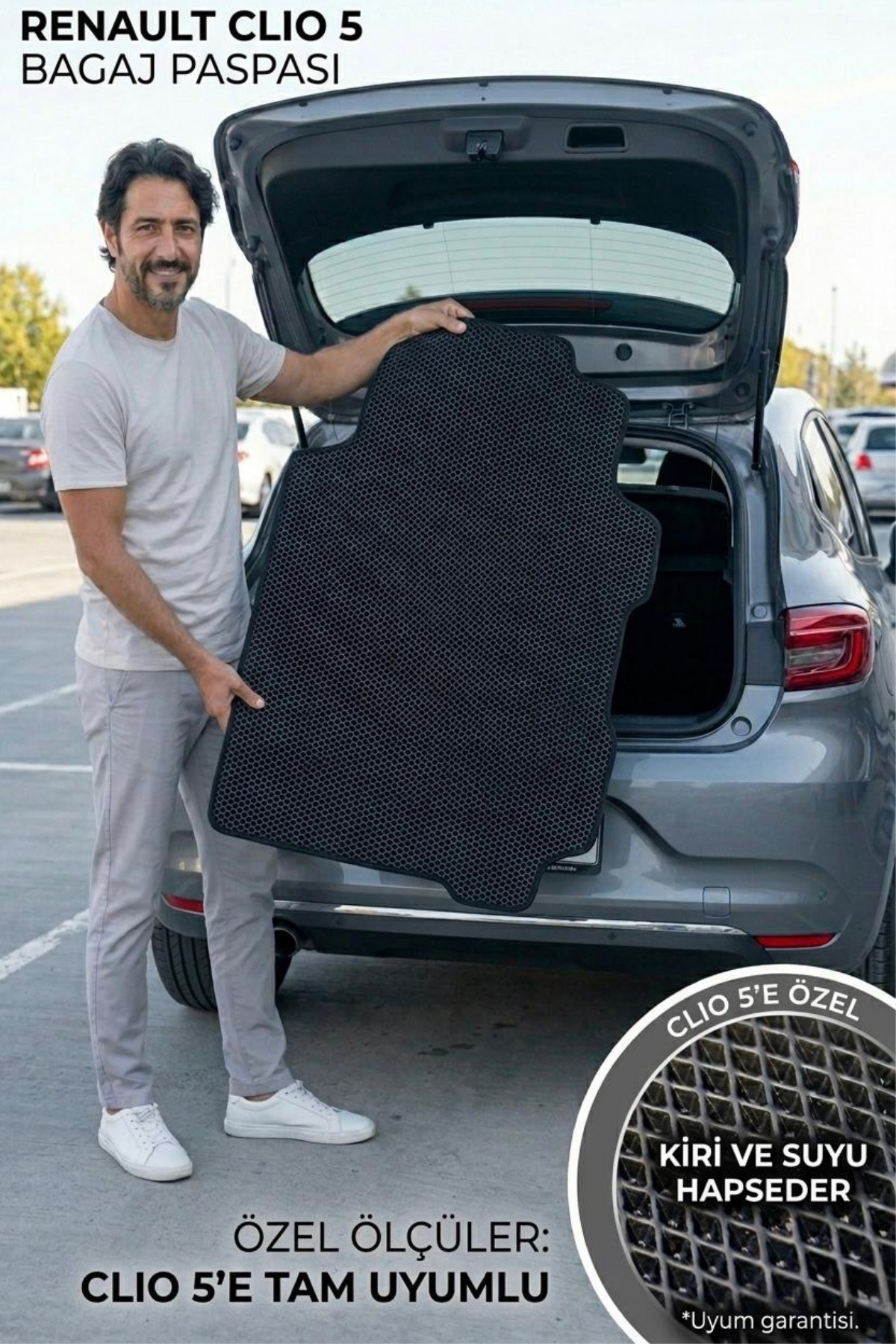 LEVVİA Renault Clio 5 Premium Hücreli Bagaj Havuzu-Siyah