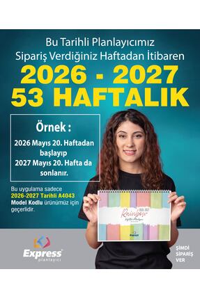 Express 2026-2027 Takvim A4 Ebat 53 Haftalık Planlayıcı Rainbow