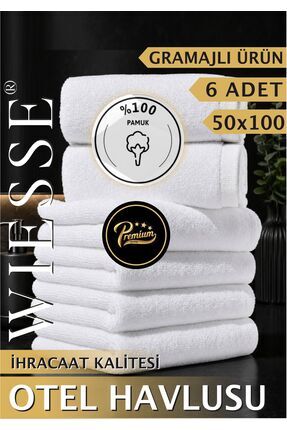 WİESSE 6 ADET - OTEL HAVLUSU / 50x90 cm / PREMIUM KALİTE / %100 PAMUK - 280 G...