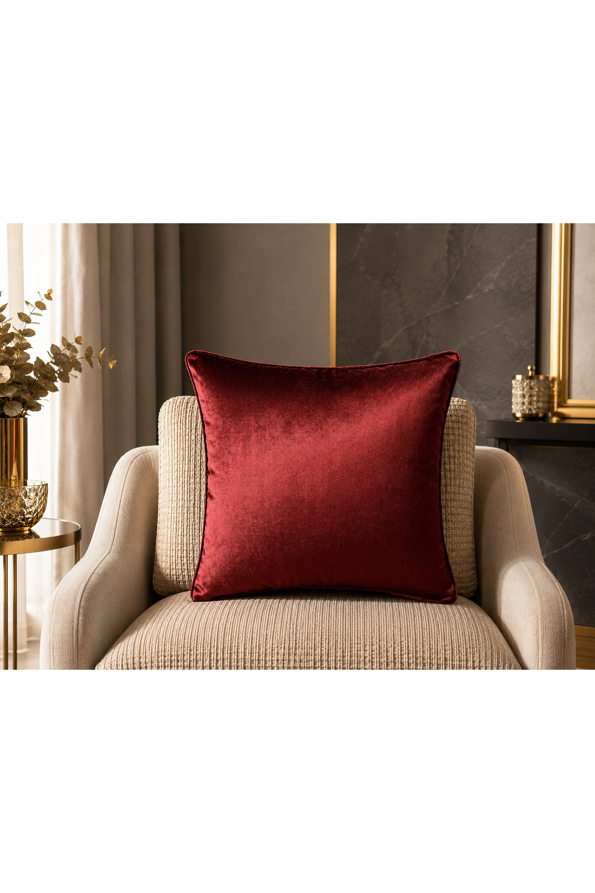 Exclusive Imported Atlas Burgundy Color Pillow Case 43x43cm