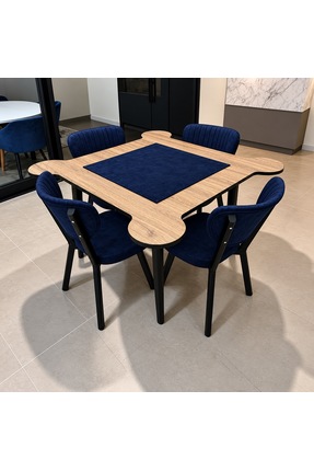 BARANOVA Ahşap Tasarım Kulaklı Oyun Masası - Cafe ve Ev Tipi Okey Masası Seti