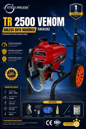Titech Airless TR-2500 VENOM Elektrikli Airless Boya Makinası - Dijital