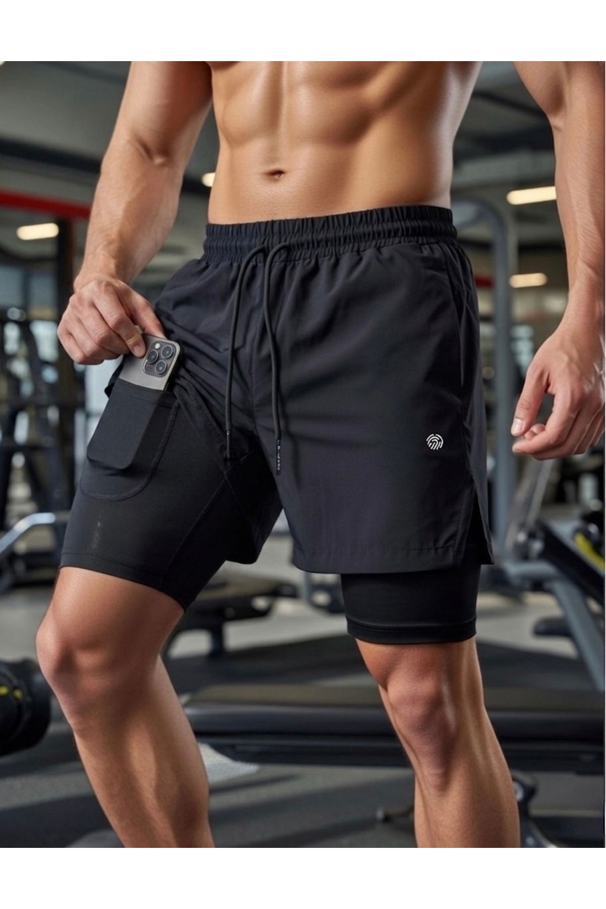 2 In 1 Shorts Fast Dry Micropoly phone pocket towel rack Gym And Fitness Extra Inner Mesh Lined Outdoor Leggings Shorts