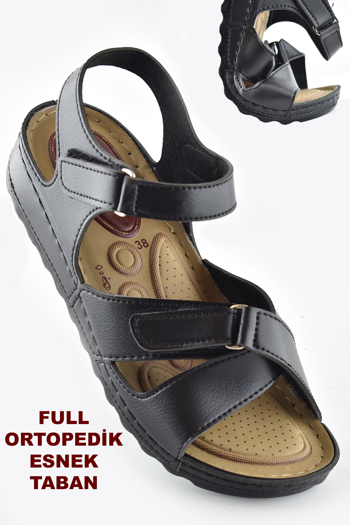 6002 FULL Orthopedic Sole Casual Women's Sandals Slippers Black Sandals