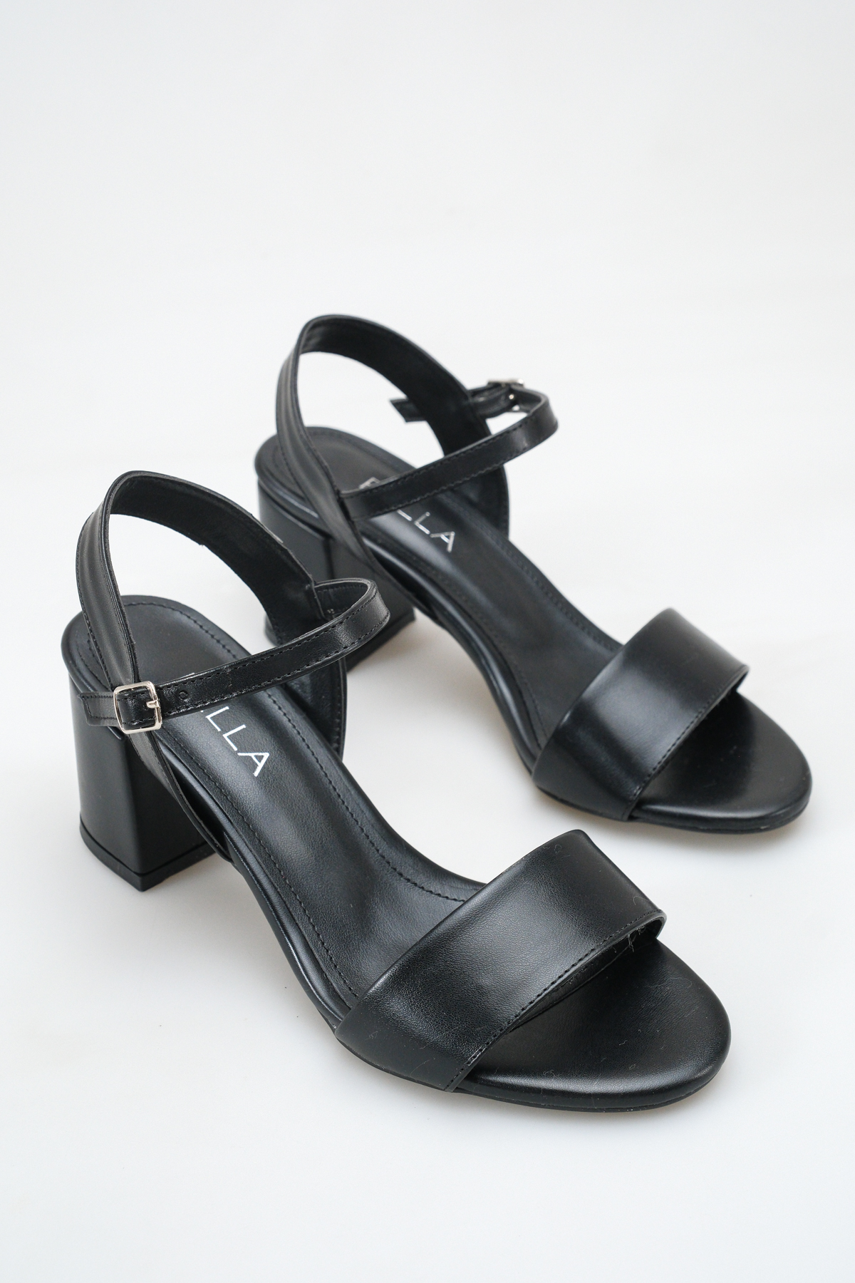 Black Heeled Sandals Wristband Thick Heeled Evening Dress Wedding Stylish Women's Shoes