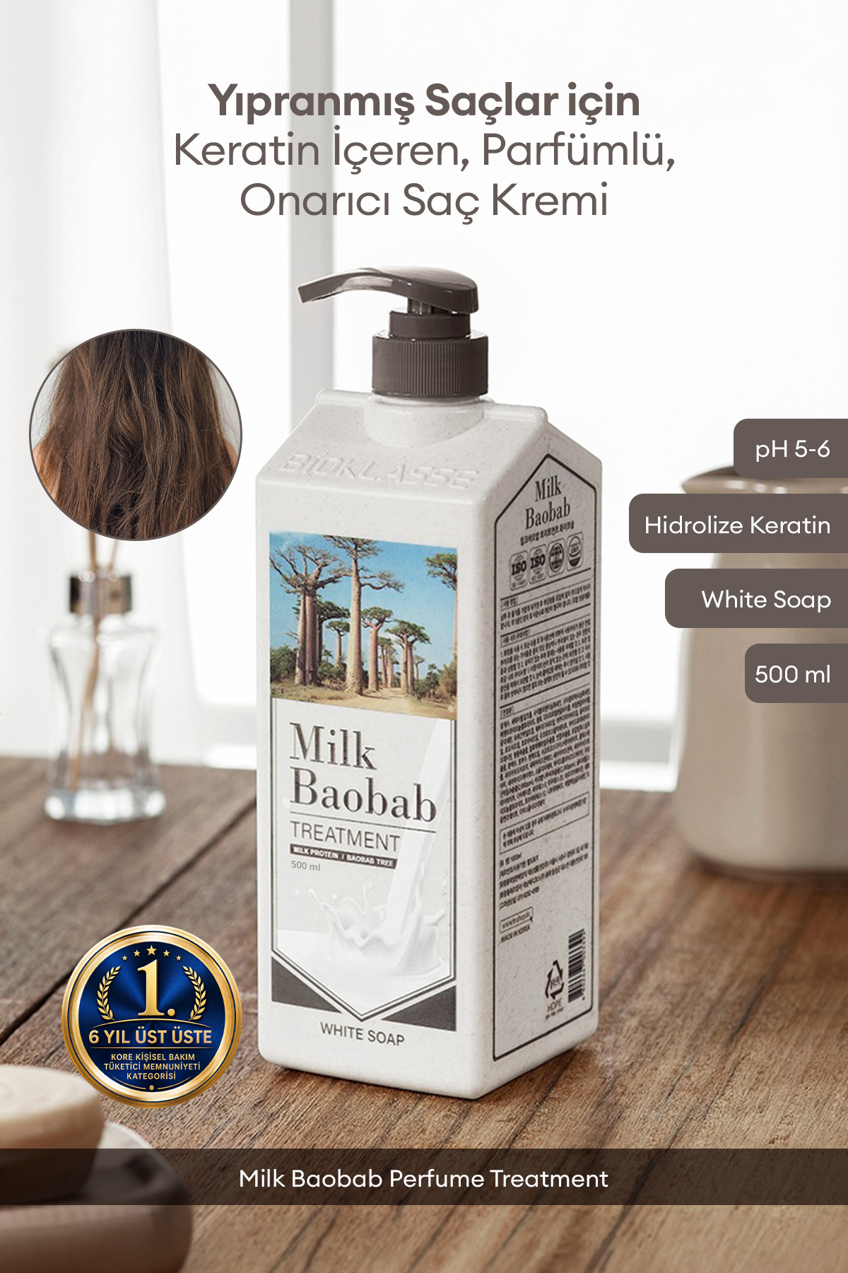 Milk Baobab Yıpranmış Saçı Onaran Parfümlü Keratinli Saç Kremi Perfume Treatment (White Soap) — 9450